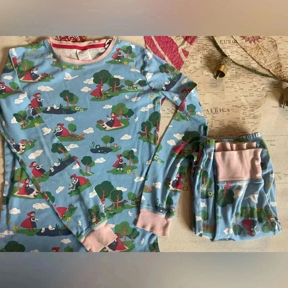 Mini Boden Red Riding Hood Print Long Sleeve/Pants Pajama 13Y “Vintage” Print